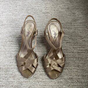 BP Platinum Empire Lea Silver Strappy Slingback Heels